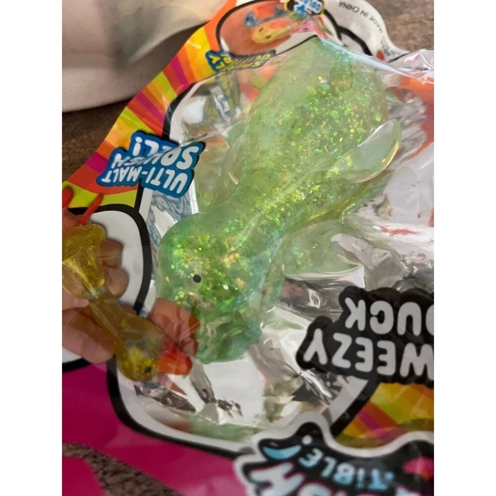 Ja-Ru Sqweezy Duck Kids Toy - GreenSparkly Squish